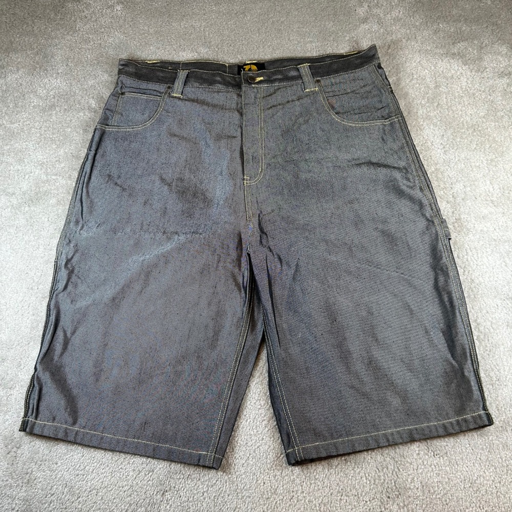 VTG God Body Carpenter Denim Shorts Mens 40 Dark Wash Contrast Stitch Baggy Y2K